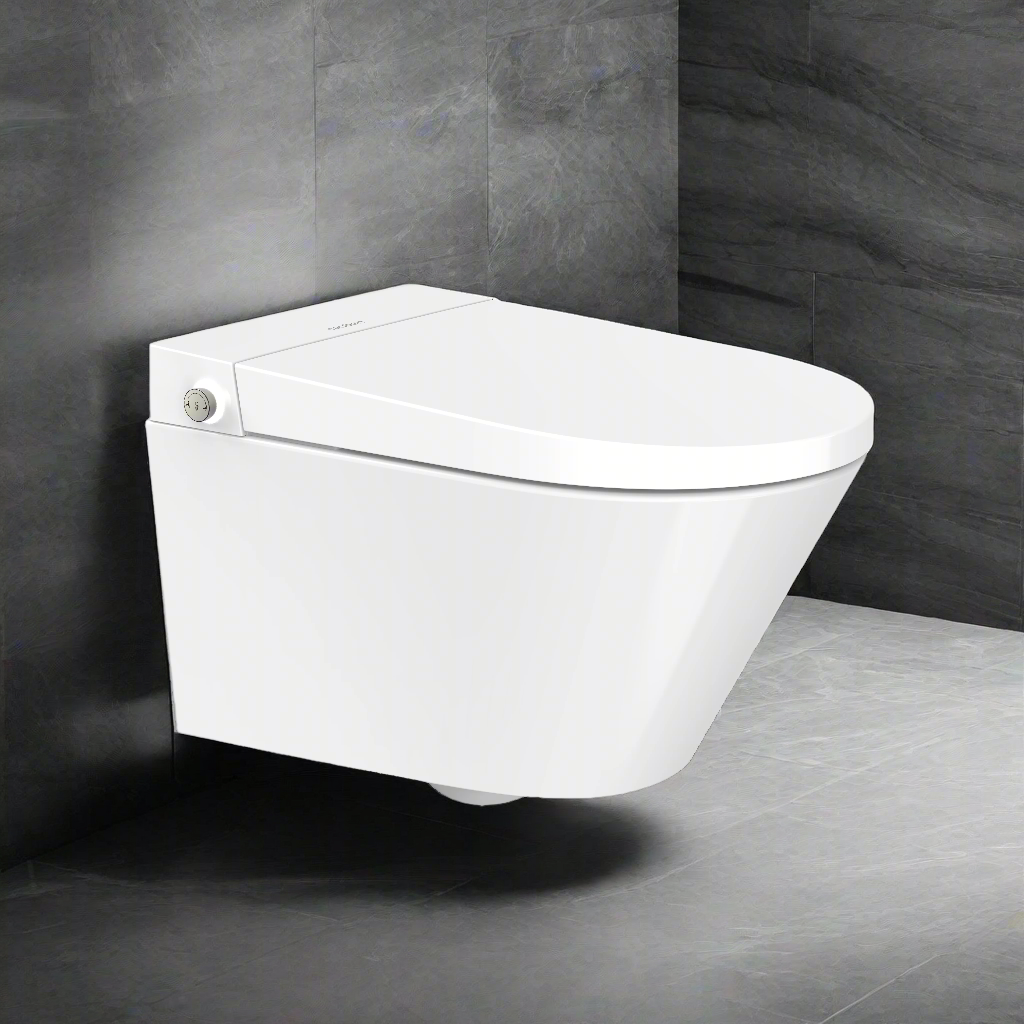 Savanté Smart Wall Hung Bidet Toilet with Concealed Cistern and Black Flush Plate