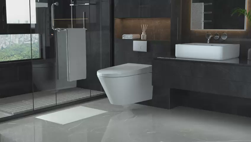 Savanté Smart Wall Hung Bidet Toilet with Concealed Cistern and Chrome Flush Plate